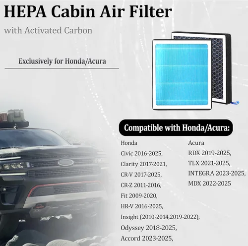 Miniatura 2 de CF11182 Filtro de aire de cabina con carbón activado para Accord, Civic, CR-V, HR-V, CR-Z, Insight, Fit, Odyssey, Pilot, Clarity, Acura, Integra