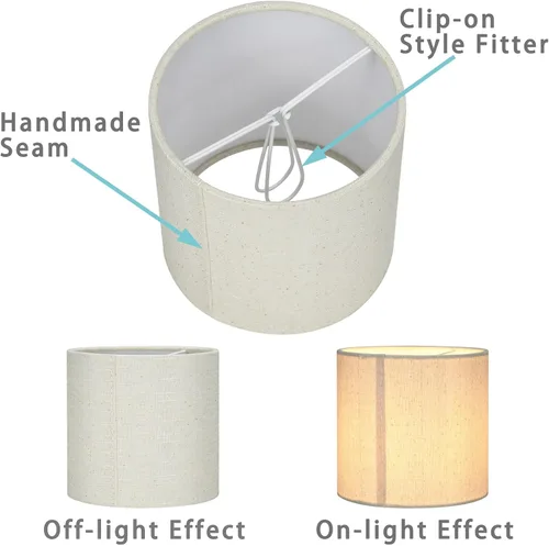 Miniatura 3 de MEMO - Cortinas pequeñas de tela con clip para lámpara de pared, juego de 2, tambor pequeño, 5.2 x 5.2 x 5.2 pulgadas de alto, lino, hechas a mano