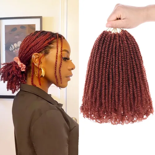 Miniatura 18 de COOKOO 9 paquetes de extensiones de cabello sintético de ganchillo pretrenzado de 6 pulgadas, trenzas mini de pasión preenlazadas, trenzas 1b#