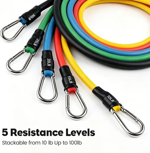 Miniatura 2 de Resistance Bands Set, Himaly Exercise Bands Strength Training Fitness Bands Workout Elastic Bands with Legs Ankle Straps, Door Anchor, Handles &