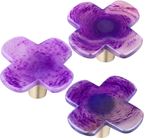 Miniatura 4 de Rockcloud Cajón de perilla de ágata con tornillos, mango de ágata morada en forma de cruz para armario, armario, accesorios para decoración