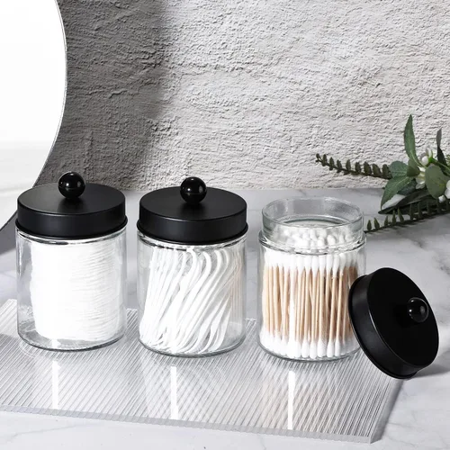 Miniatura 5 de 3 unidades de tarros de boticario en organizador de tocador de baño - juego de organizador de almacenamiento con soporte para bastoncillos, juego