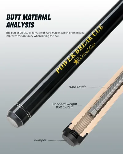 Miniatura 5 de CRICAL Heavy Hitter Jump Break Cue 3-Pieces 54inch Short Maple Break Jump Cue with 13.5mm Tip Punch Cue Professional Jump Cue Billiard Pool Stick