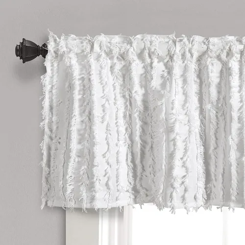 RoomTalks Cenefas de cortina bohemias de color blanco para dormitorio, sala de estar, baño, bolsillo para cortinero, diseño desgastado y elegante,