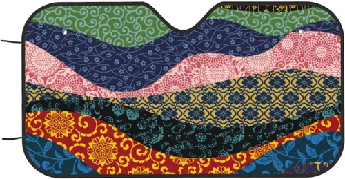 Miniatura 9 de Chinese Wind Wave Stitching Xiangyun Peony Mandala Windshield Shade Blocks UV Rays Keep Cool for Most Sedans SUV Truck Automotive Truck Passenger