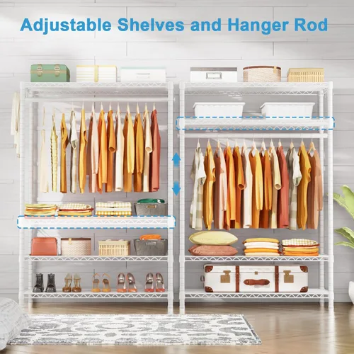 Miniatura 3 de Ulif H4 Plus Perchero de ropa, perchero portátil de 4 niveles para ropa y vestidos para dormitorio y guardarropa, sistema de almacenamiento y Blanco
