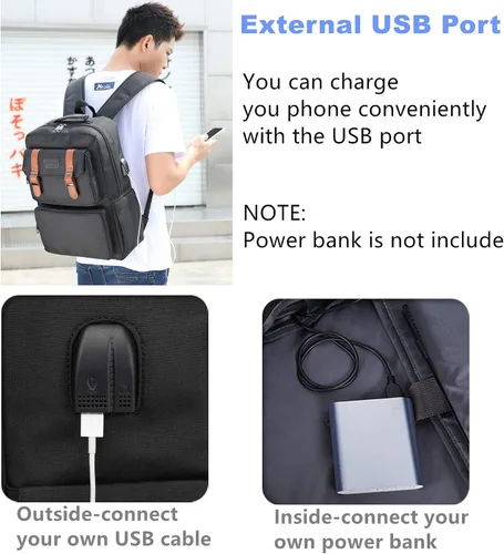 Miniatura 3 de YALUNDISI Mochila para laptop para mujeres y hombres, mochila vintage para libros, antirrobo, 15.6 pulgadas