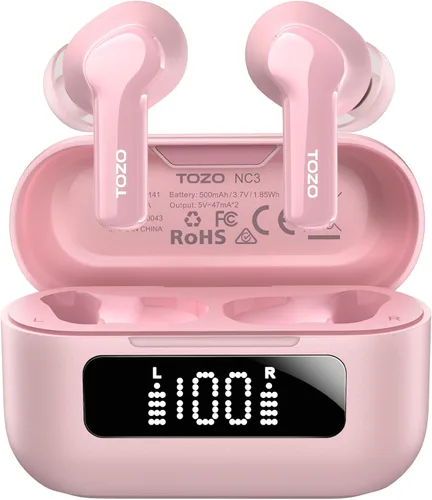 Miniatura 11 de TOZO Auriculares inalámbricos híbridos con cancelación activa de ruido con 6 micrófonos AI Clear Call Ear Buds 68H Playtime con pantalla LED, 32