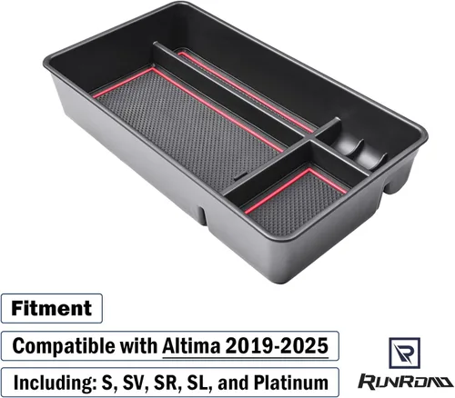 Miniatura 2 de RUNROAD Bandeja Organizadora de Consola Central Compatible con Nissan Altima 2019 2020 2021 2022 2023 2024 2025 Accesorios, Bandeja de Inserción Rojo