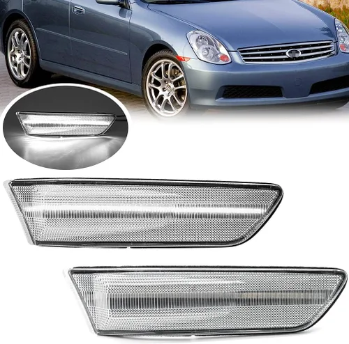 Miniatura 10 de Lámparas de marcador lateral LED para Infiniti G35/V35 Coupe Skyline V35 Lente transparente ámbar Led rueda intermitente luces de señal de giro