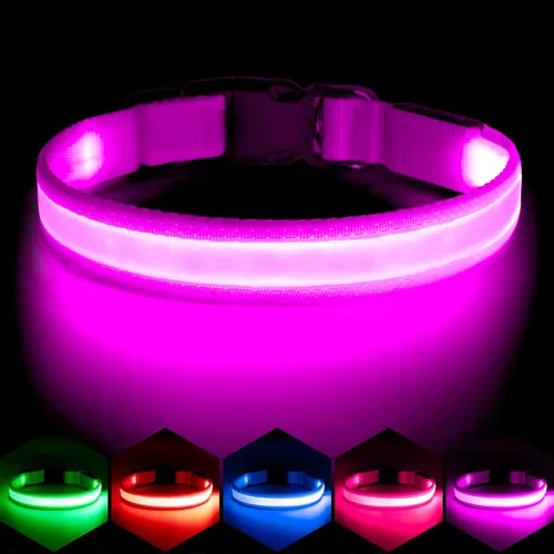 Miniatura 9 de Collar LED para Perros Vizpet, Collar para Perros Luminoso Ajustable Recargable por USB Super Brillante Luz de Seguridad Collares Brillantes