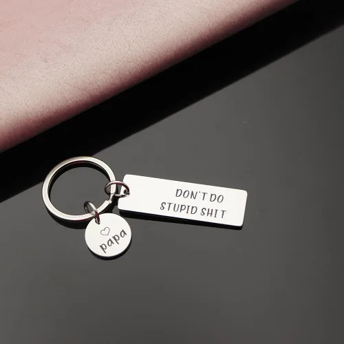 Miniatura 3 de Huiuy Llavero divertido con texto en inglés Don't Do Stupid Shit para adolescentes, hijo, hija, de mamá, papá, humor, sarcasmo, regalo