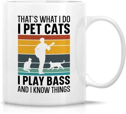 Miniatura 23 de Retreez - Taza divertida con texto en inglés "Without Music Life Would B Flat Musician", 325 ml, tazas de café de cerámica, divertidas, sarcásticas