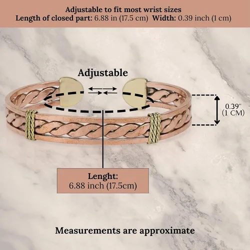 Miniatura 39 de Handmade Elegant Copper Bracelet for Women - Pure Copper Bracelet for Pain Relief and Stress Relief - Adjustable Entwisted Copper Bracelet to Fit
