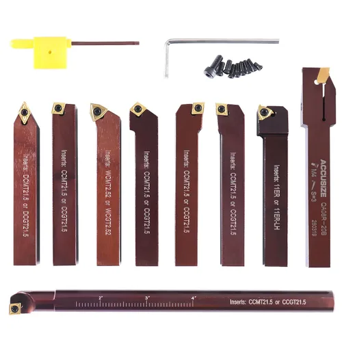 Miniatura 5 de Accusize Industrial Tools 1/2" 9 piezas/juego, herramientas de torneado de carburo indexables y barra de mandrinar, 2988-0012 1/2" Shank 9pc