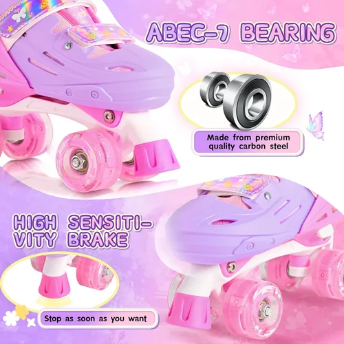 Miniatura 4 de 2PM SPORTS Patines de ruedas para niñas, niños y niños pequeños de 4 a 6, 5 a 8, 6 a 12, 8 a 12 años con ruedas iluminadas, patines ajustables