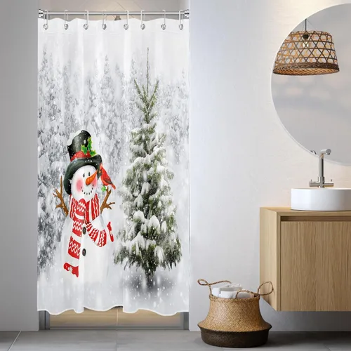 Miniatura 9 de Cortina de ducha con puerta de granero occidental para baño, lavanda púrpura y verde corona de eucalipto en tableros de madera rústica, cortina