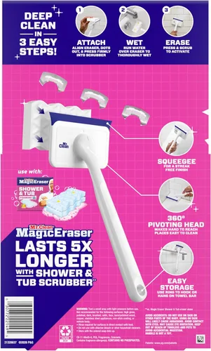 Miniatura 13 de Mr. Clean Borrador mágico para ducha y tina, limpiador de baño, limpiador de baño todo en uno, kit inicial de limón, 1 limpiador y 2 borradores