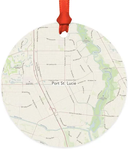Miniatura 34 de Andaz Press Mapa de la ciudad de Estados Unidos redondo de madera natural MDF ornamento de Navidad, Akron, Ohio Vintage Mapa, 1 paquete, larga