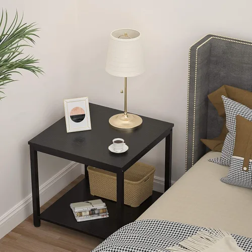 Miniatura 4 de Homieasy Mesa Auxiliar Cuadrada de 20 Pulgadas, Mesa de Centro de Café y Té de 2 Niveles, Mesitas de Noche para Sofá, Sillón, Cama, Mesa Auxiliar