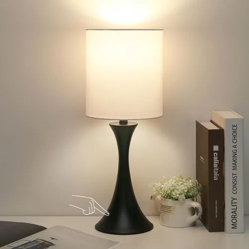 Miniatura 16 de Lámpara de mesa con control táctil, lámpara de cabecera regulable de 3 vías para sala de estar, lámpara de mesa de noche moderna para dormitorio