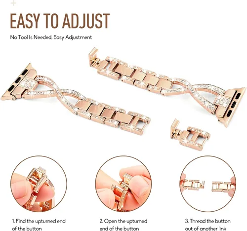 Miniatura 2 de for Apple Watch Band 38mm 40mm 41mm 42mm 44mm 45mm 46mm 49mm iWatch Bands Series 11 10 9 8 7 6 5 4 3 SE Bling Metal Bracelet Women Dressy Cute Strap