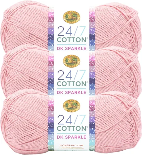 Miniatura 44 de Lion Brand Yarn Estampados DK de algodón 24/7, hilo para tejer, ganchillo y manualidades, azul, paquete de 1 Cotton Yarn for Knitting, Crochet
