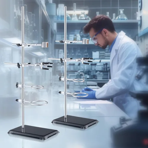 Miniatura 8 de VEVOR Juego de 2 soportes de soporte de laboratorio, soporte de laboratorio de acero con varilla de 23.6 pulgadas y base de hierro fundido de 8.3 x
