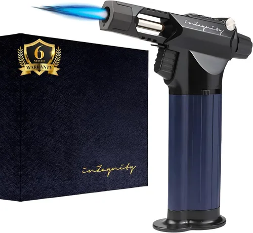 inZaynity Encendedor de butano "The Beast" - Antorcha de cocina recargable con bloqueo de seguridad y llama ajustable, soplete de butano para crema