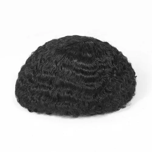 Miniatura 5 de HAPPY&CC Manejar cabello afro unidad negro hombres cabello humano toupee peluca francesa encaje pieza de pelo sistema de reemplazo para hombres #1