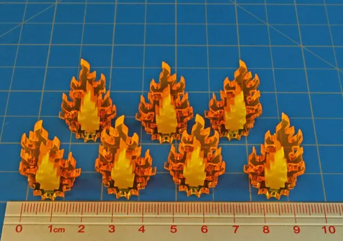 Miniatura 3 de LITKO Juego de marcadores Inferno Pequeño Juego de 7 Marcadores de llama fluorescente de 1.339 in Compatible con juegos de guerra de mesa