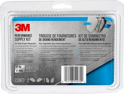 3M Kit de suministro de rendimiento, contiene 1 par de cartuchos y 2 pares de filtros P95, cartuchos de repuesto para 3M serie 6000, para proyectos