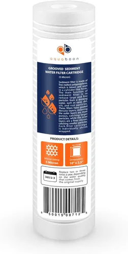 Miniatura 8 de Aquaboon cartucho de filtro de agua de sedimento ranurado, 10 pulgadas x 2.5 pulgadas, para cualquier unidad RO