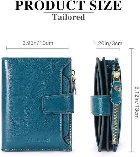Miniatura 3 de FALAN MULE - Cartera de cuero auténtico para mujer, pequeña plegable , compacta, con interferencia de radiofrecuencia (RFID)
