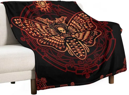 Miniatura 16 de Manta gótica de franela de polilla abstracta, mágica, bohemia, mariposa, esqueleto, luna, estrellas, manta estética para hombres, mujeres, niñas