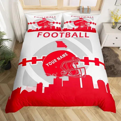 Miniatura 27 de Erosebridal Juego de funda de edredón personalizada para niños y niñas, juego de cama de jugadores de fútbol, funda de edredón de rugby con 1 funda