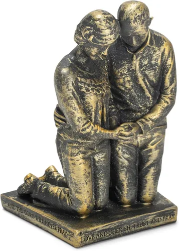 Dicksons Figura de mesa de piedra de resina gris de 5 pulgadas de esposo y esposa rezando