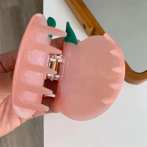 Miniatura 3 de Pinzas de garra de manzana, pinzas de pelo de melocotón jugoso, pinzas de pelo de frutas, pinzas de pelo de acetato para mujeres, pinzas pequeñas
