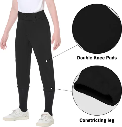 Miniatura 4 de beroy Pantalones de sóftbol para niños, pantalones de béisbol para niñas y niños, pantalones de práctica con bolsillos
