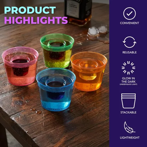 Miniatura 7 de Party Essentials Vasos bombarderos de plástico duro de 4 onzas, neón surtidos, 12