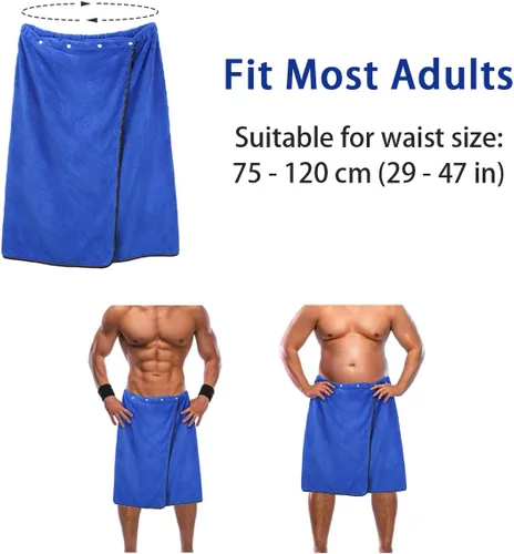 Miniatura 2 de kilofly 2 toallas de baño ajustables para hombre con cierre a presión, 26 x 54 pulgadas