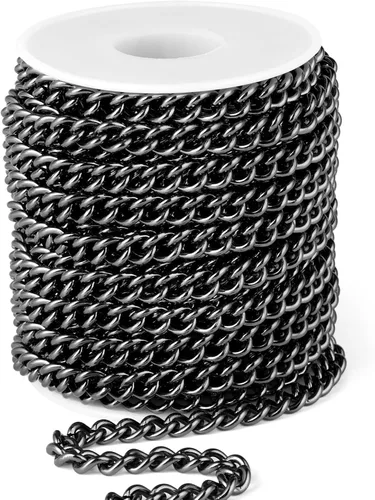 Miniatura 11 de [66 pies/20M] Cadena de bordillo de acero inoxidable chapada en oro de 18 quilates, 2mm, acero inoxidable 304, eslabones trenzados planos, cadenas