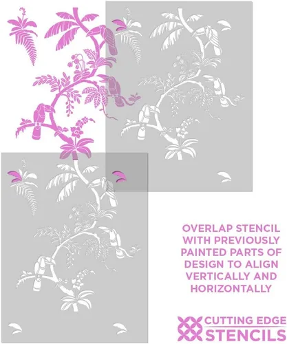 Miniatura 6 de Cutting Edge Stencils - Plantilla de pared Pura Vida – Plantilla tropical para pintar paredes – Plantillas para decoración fácil – Plantilla