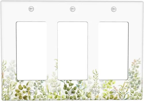 Miniatura 85 de Cubiertas Decorativas para Placas de Interruptor Boho Country Eucalipto Rústico Acuarela Hojas Verdes 2 Gang Placa de Pared Cubierta de Placa