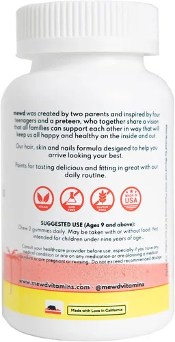 Miniatura 8 de MEWD Gomitas multivitamínicas para el cabello, la piel y las uñas para adolescentes y niños, fuerza y crecimiento de biotina con zinc, vitaminas A