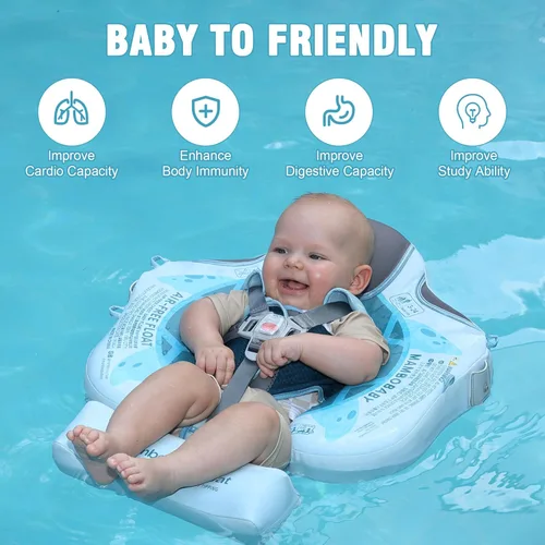 Miniatura 3 de Flotadores para bebé para piscina con dosel toldo de protección solar extraíble Mambobaby Float No Inflable Mejora Añadir cola Evitar Voltear