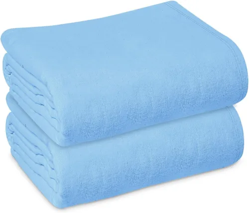 Miniatura 12 de Linteum Textile - Manta de baño para pacientes hospitalarios, de mezcla de algodón, para cama individual, manta ligera, 70 x 90 pulgadas, 1.75 Azul