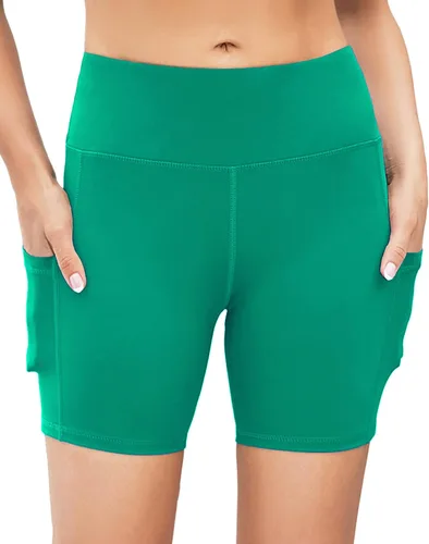 Miniatura 16 de AHLW Pantalones cortos de ciclismo suaves para mujer, con bolsillos, cintura alta, elásticos, cómodos, atléticos, para correr, yoga