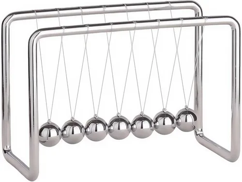 Miniatura 10 de Cuna de Newton Bolas de Equilibrio, Bolas de Péndulo con Base Negra, Péndulo Cuna de Newton, Decoración de Escritorio para Hombres, Juguetes