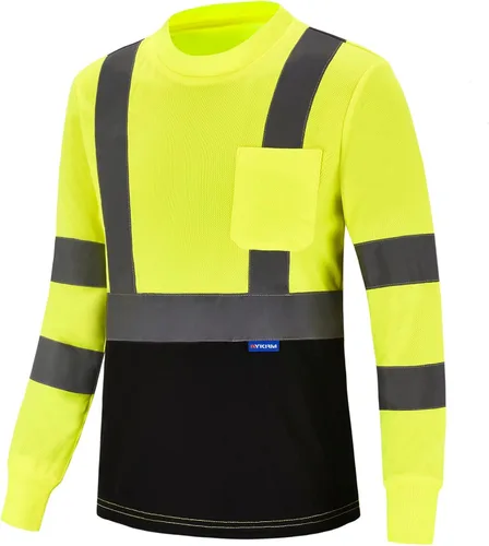 AYKRM Camiseta de seguridad reflectante de alta visibilidad de manga larga de alta visibilidad (XS-6XL)